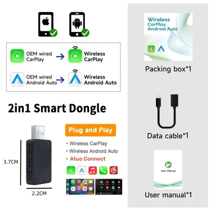 Ασύρματος Αντάπτορας CarPlay & Android Auto 2 σε 1 (Έκδοση 2025)