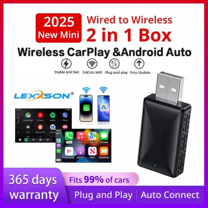 Ασύρματος Αντάπτορας CarPlay & Android Auto 2 σε 1 (Έκδοση 2025)