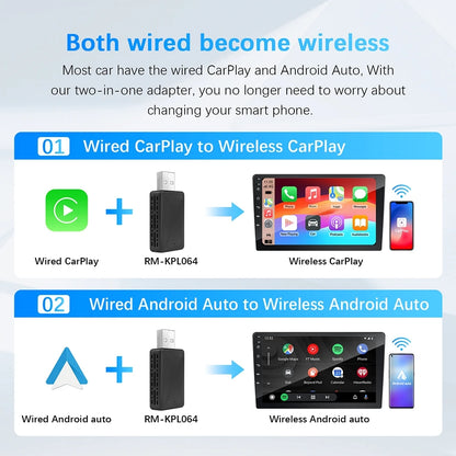 Ασύρματος Αντάπτορας CarPlay & Android Auto 2 σε 1 (Έκδοση 2025)
