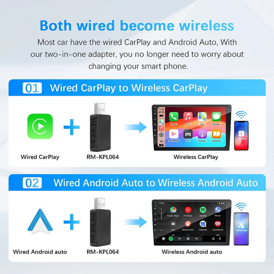 Ασύρματος Αντάπτορας CarPlay & Android Auto 2 σε 1 (Έκδοση 2025)