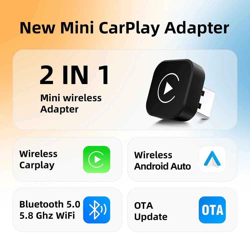 Ασύρματος Αντάπτορας CarPlay & Android Auto 2 σε 1 (Έκδοση 2025)