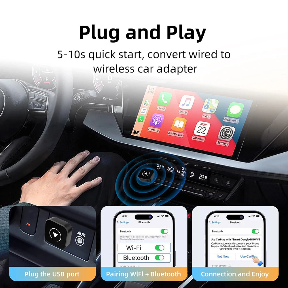 Ασύρματος Αντάπτορας CarPlay & Android Auto 2 σε 1 (Έκδοση 2025)